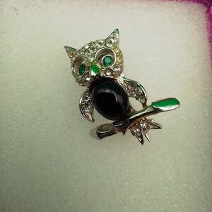 PELL faux Jewel Owl Brooch
